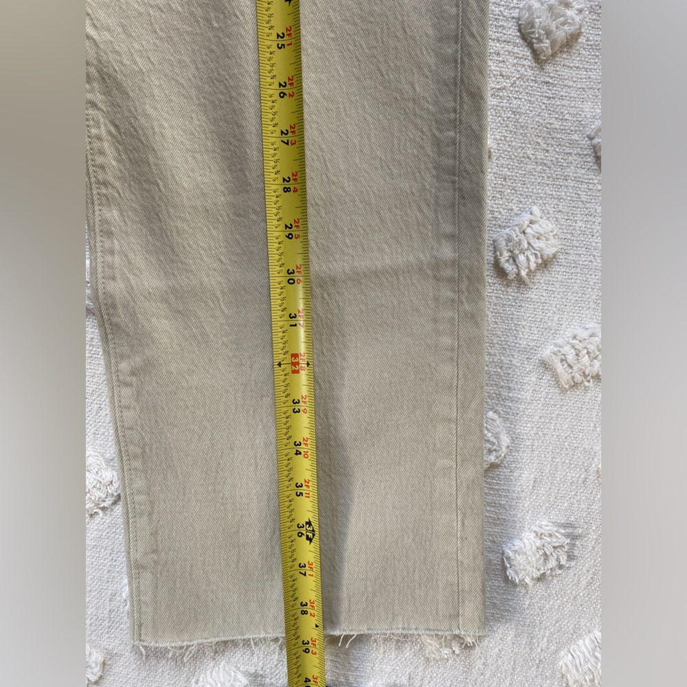 Loft High Rise Straight Crop Denim Jeans Frayed Hems Tan Beige Plus Size 32 - Picture 10 of 10